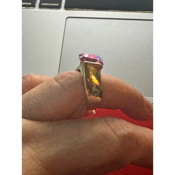 18K Yellow Gold Rose de France Rectangle Ring 7,10 grms - Picture 5 of 8